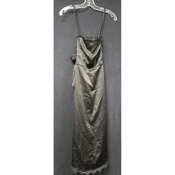 Free People Midi Dress Size 0 Black Cut Outs Tie Back Adjustable Slit - Picture 1 of 8